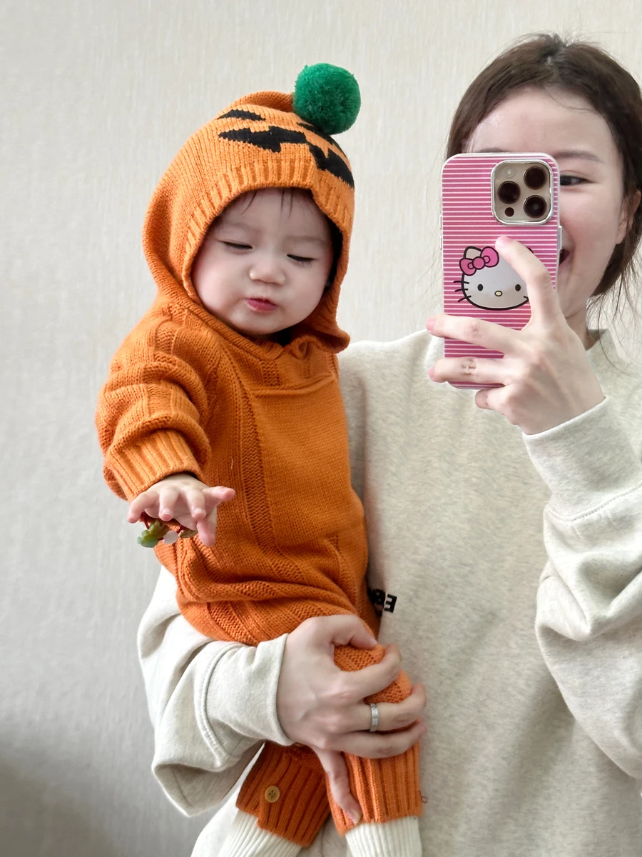 Трикотажный комбинезон с капюшоном для мальчиков и девочек осень/зима