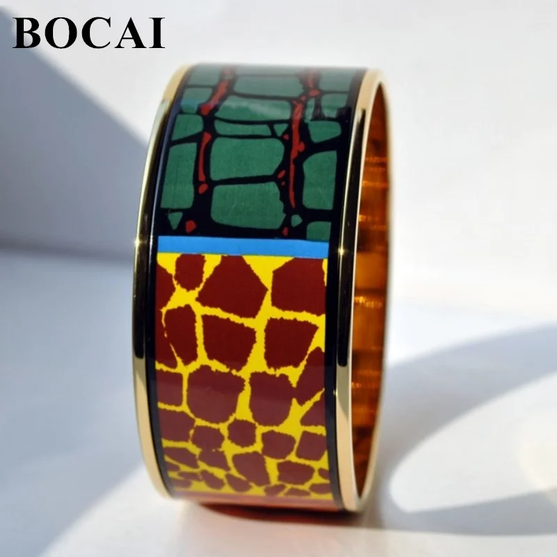 

BOCAI Cloisonne Enamel Bracelet 2022 New Fashion Popular Jewelry African Style Totem Pattern Women's Personality Bangle