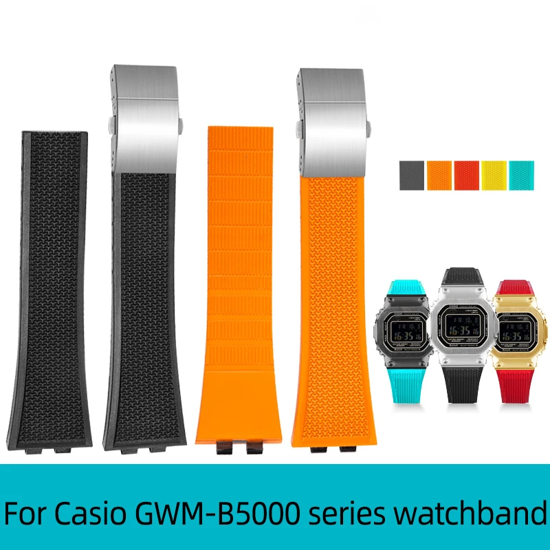 

Ремешок резиновый для Casio GWM-B5000, маленький квадратный модный браслет для часов, 35-й юбилей, цвет золото и серебро