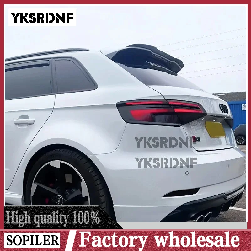 Фото Для Audi A3 S3 S-Line 8V Sportback Facelift 2016-2020 Не для RS3 Задний спойлер автомобиля Крышка заднего багажника багажника Спойлер на крышу Губа Тюнинг №1
