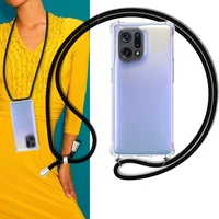 necklace cover for oppo find x3 x5 pro case transparent soft with landyard strap