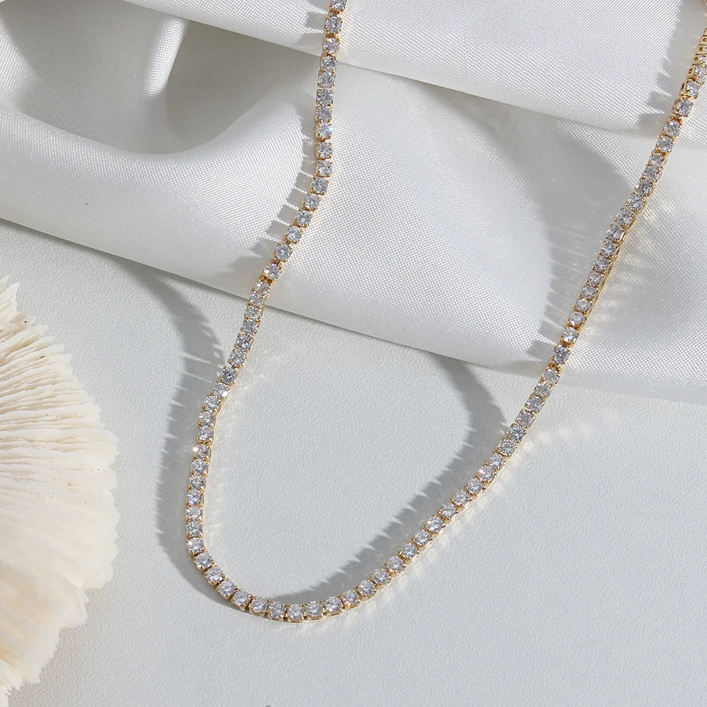 Женское Ожерелье-чокер с фианитами Позолоченное колье 14 к Подарочная Цепочка