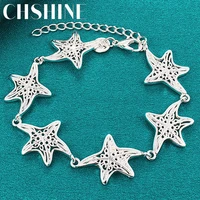 chshine 925 sterling silver starfish star chain bracelet for women wedding engagement fashion charm jewelry
