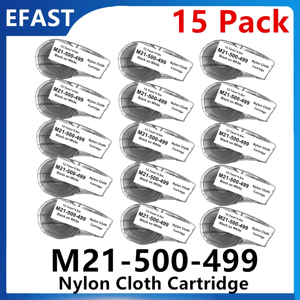 

10~15PK Replace Label Maker M21 500 499 Cartridge Maker Film Nylon Cloth Work For Labeller Patch Panel and Wire and Cable Labels