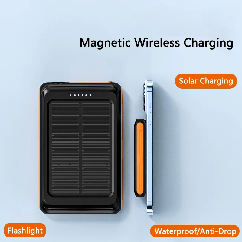 

5000mAh Magnetic Wireless Power Bank for iPhone 13 12 pro mini Solar Powerbank for Samsung S22 S21 Huawei Xiaomi mi 9 Poverbank