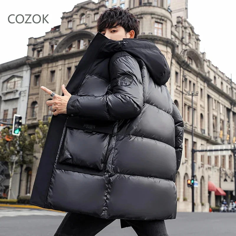 Куртка COZOK Мужская зимняя длинная дизайнерская одежда с утиной подкладкой легкие