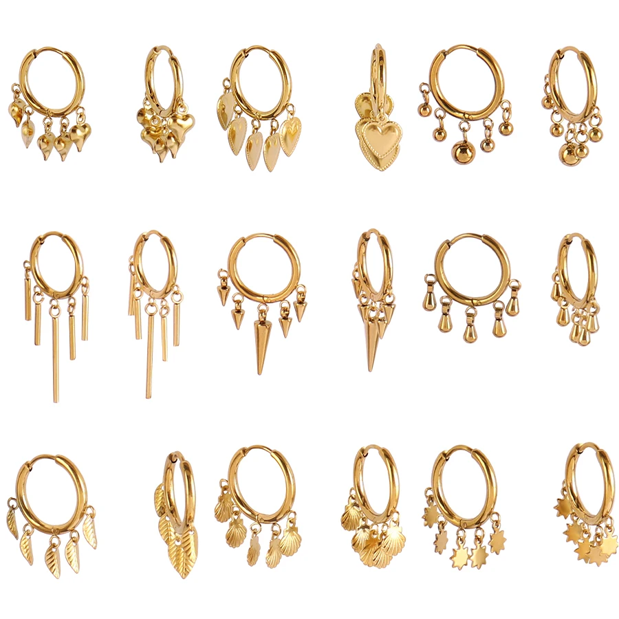 

Stainless Steel Earring For Women Round Earring Star Pendant Tassels Earrings Geometric Fashion Jewelry Gift