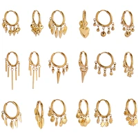 stainless steel earring for women round earring star pendant tassels earrings geometric fashion jewelry gift