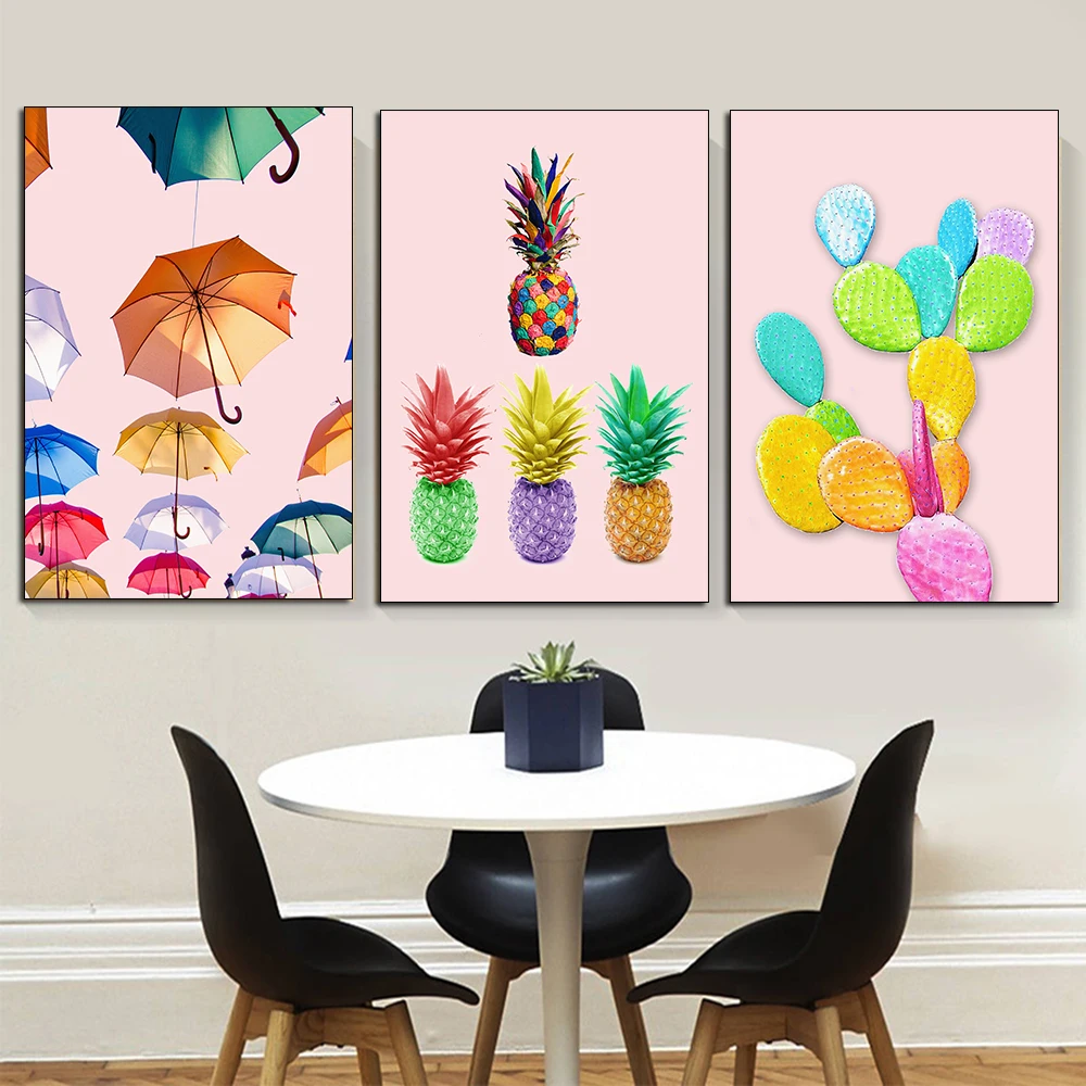 Скандинавский розовый простой Настенный декор красочный пончик Зонт плакат