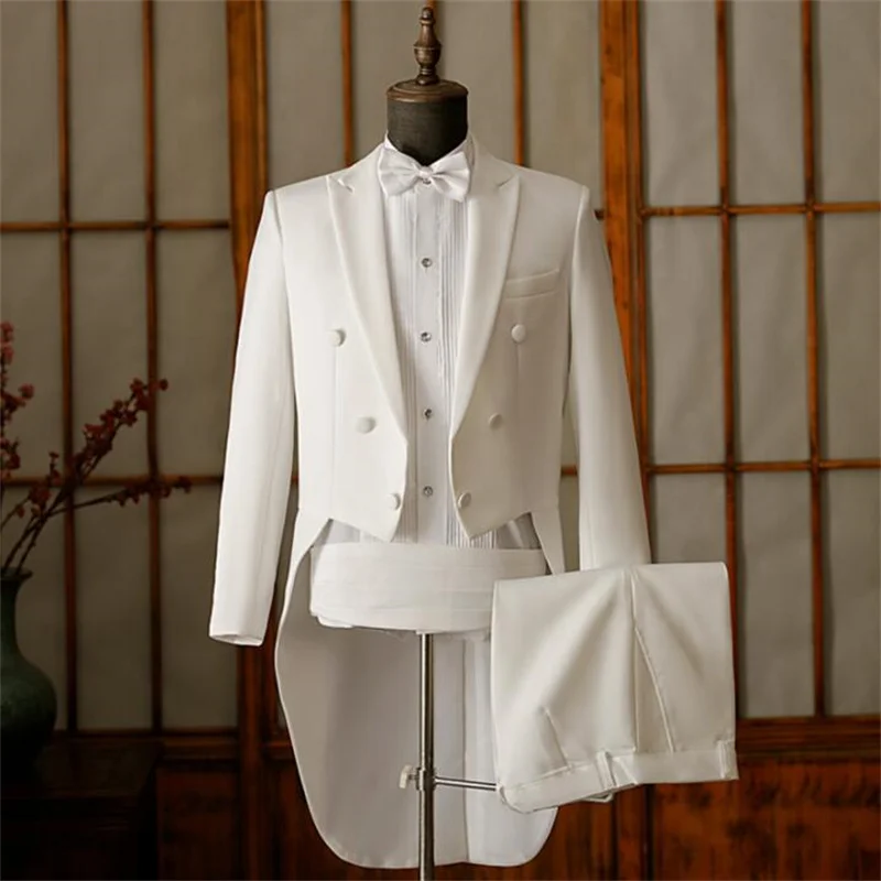 Tuxedo suits men's blazers jackets performance stage performance band conductor dress long tail magic costume male