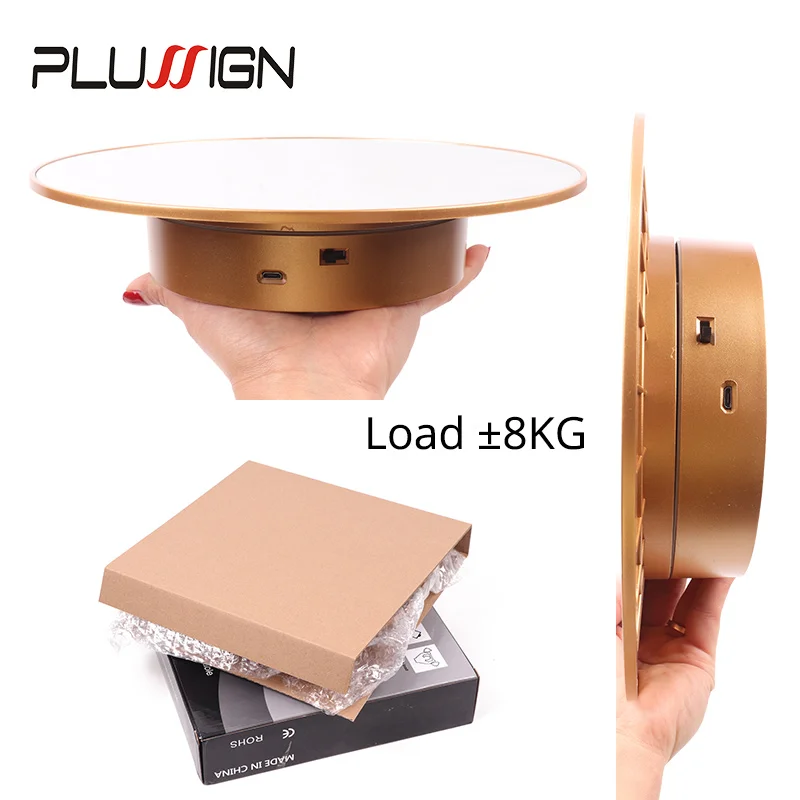 25Cm Diameter Motorized Electric Photography Display Turntalbe Rotating Display Stand For Wigs On Manikin Head For Hair Salon