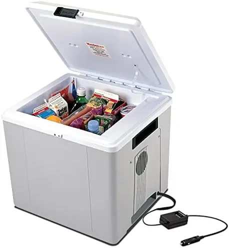 

Iceless 12V Cooler Warmer 49 qt (52 L), Portable Car Fridge w/ 12 Volt DC Power Cord, Gray/White, Travel Road Trips Camping Fis