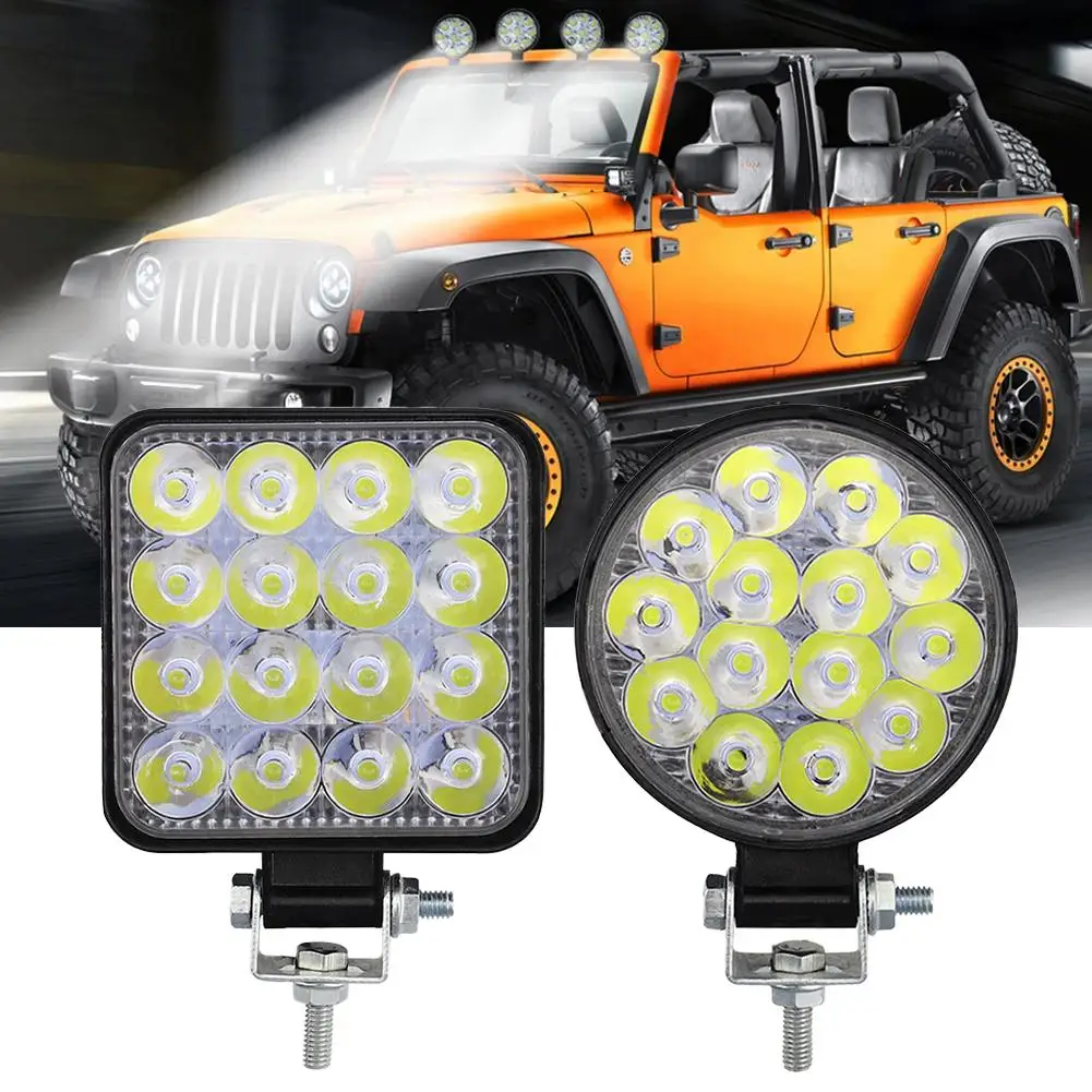 Фото 1 шт., 48 Вт, автомобильный светодиодный бар, рабочий фонарь MINI 16SMD, круглый квадратный рабочий фонарь, 12 В, противотуманная фара для бездорожья, для ATV, внедорожника, прожектор K3V9 №1