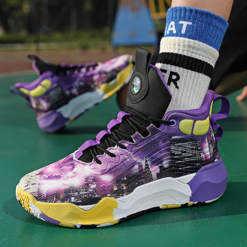 Hot Sale Fashion Luminous Basketball Shoes for Men Women Platform Bounce Basketball Sneakers Teenthager Non-slip Sports Shoes