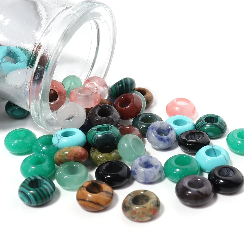 

10pcs/Lot Natural Agates Beads Abacus Shape Big Hole Spacer Beads Natural Stone Beads For Jewelry Making DIY Bracelet Necklace