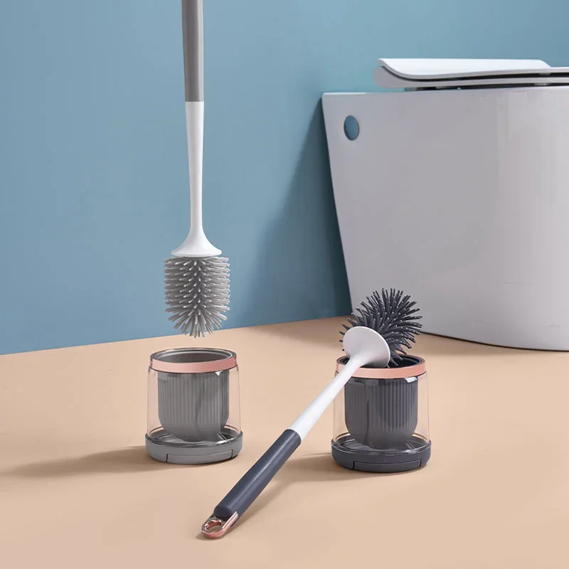 

Силиконовая щетка для унитаза с длинной ручкой, бытовой очиститель, мини щетка для ванной комнаты, Быстросохнущий держатель, набор аксессуаров для ванной комнаты