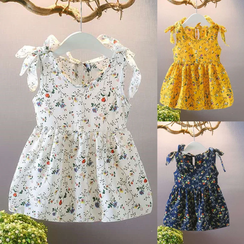 

Новинка 2022, летнее платье для маленьких девочек без рукавов с лентами и бантом, платья принцессы, одежда для девочек