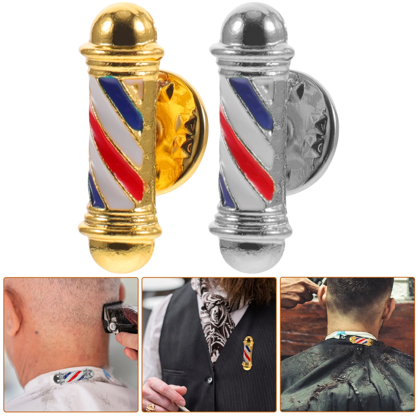 

2 Pcs Turning Light Brooch Badges Clothes Fabric Pin Gift Plating Alloy Sweater Safety Barber Shop Man Decorative