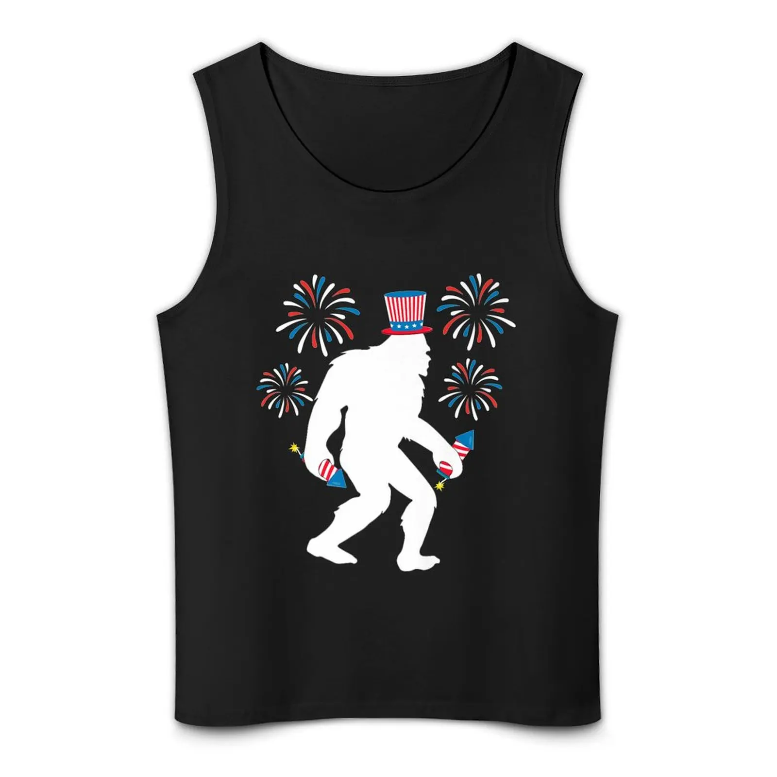 Майка Bigfoot Firecracker Sasquatch 4 июля с изображением фейерверка мужские футболки для