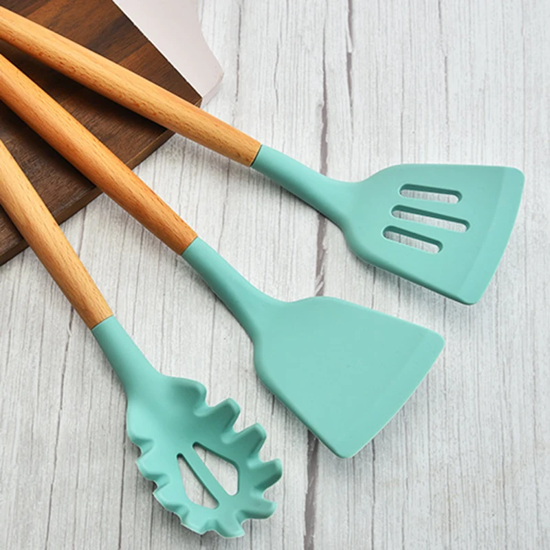 

Cooking Utensils Set with Holder for Kitchen Non Stick 11 Pcs Cookware with Wooden Handle Cooking Accessory 2021