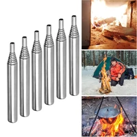3pcs outdoor cooking blow fire tube stainless steel adjustable pocket bellow camping blowing fire stick survival tools