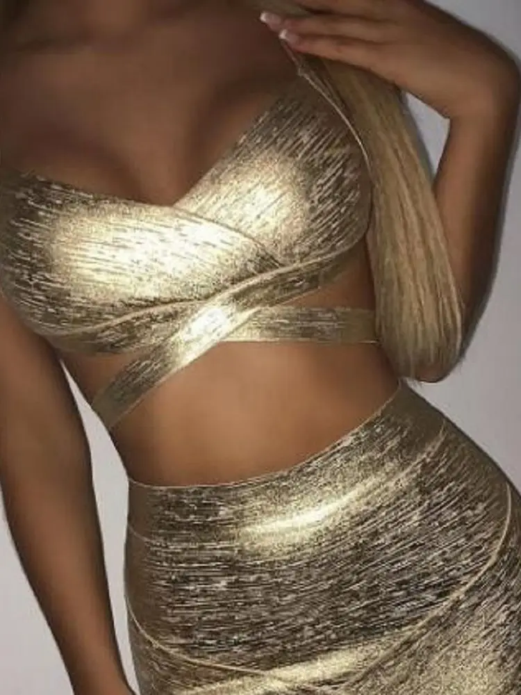 BEAUKEY сексуальный короткий металлический бандажный кроп-Топ HL женский жилет