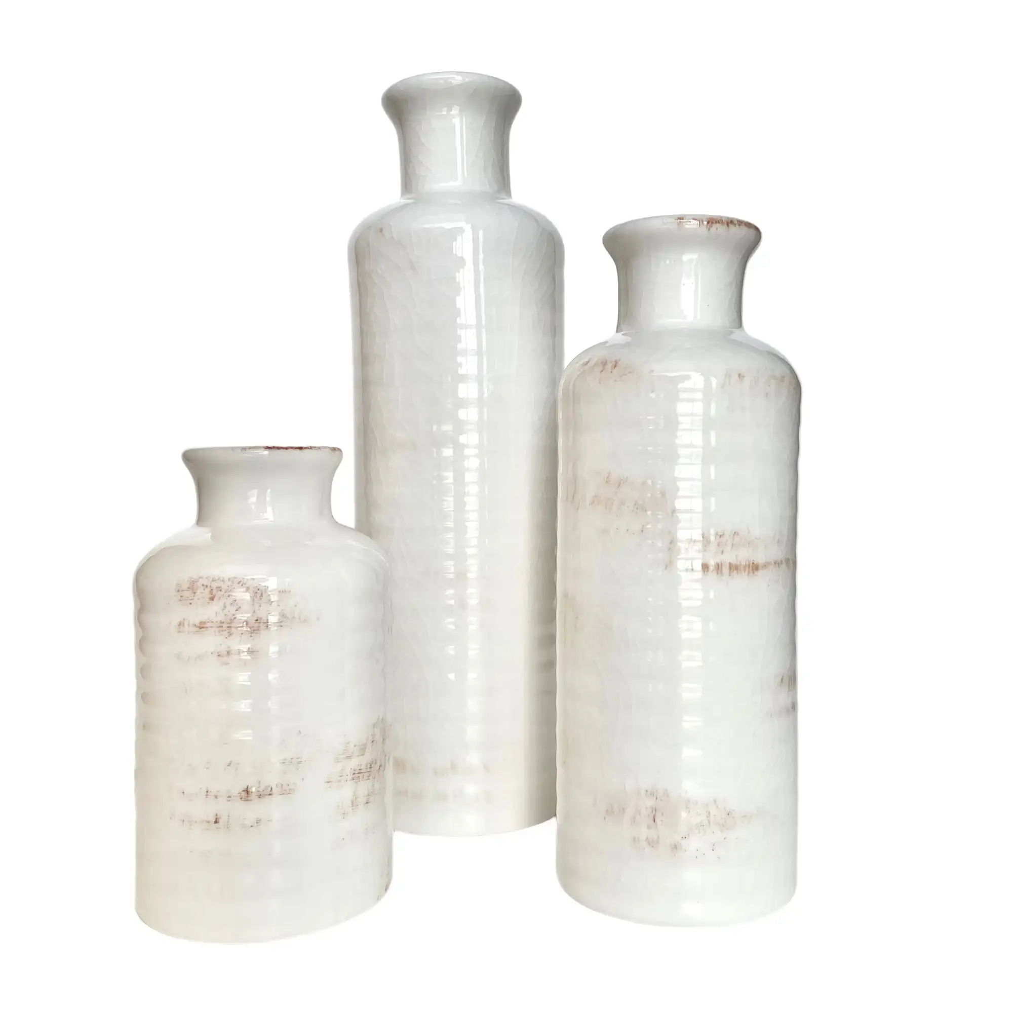 

White Ceramic Small Flower Vase Set for Kitchen Bathroom Decor.
