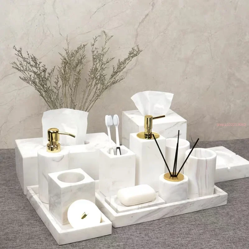 Набор мраморных аксессуаров для ванной комнаты диспенсеры мыла/держатель зубной