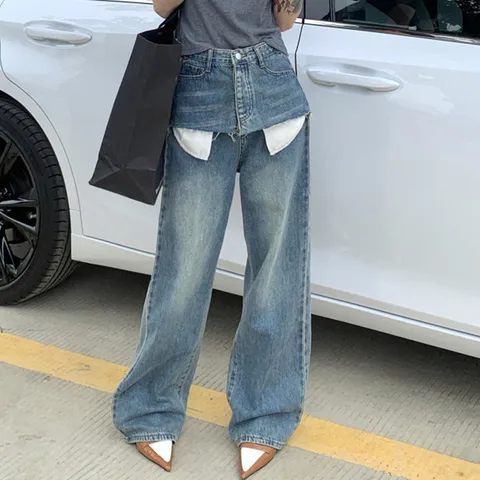 Женские прямые джинсы в уличном стиле, свободные брюки из денима с широкими штанинами, модель s519, 2024