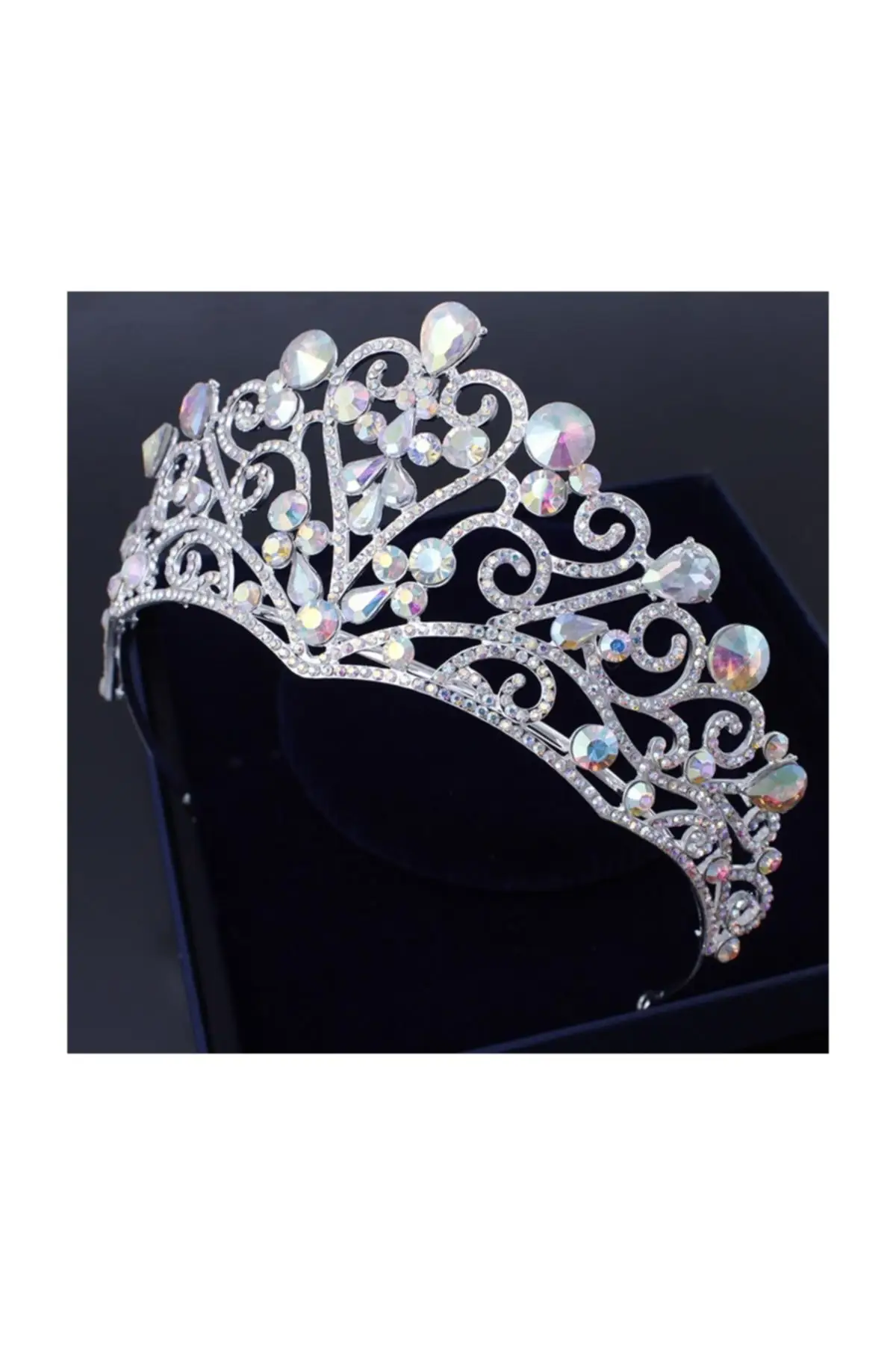 

Bridal Accessories Colorful Stone Heart Motif Bridal Crown Wedding Handmade For Bride And Bride