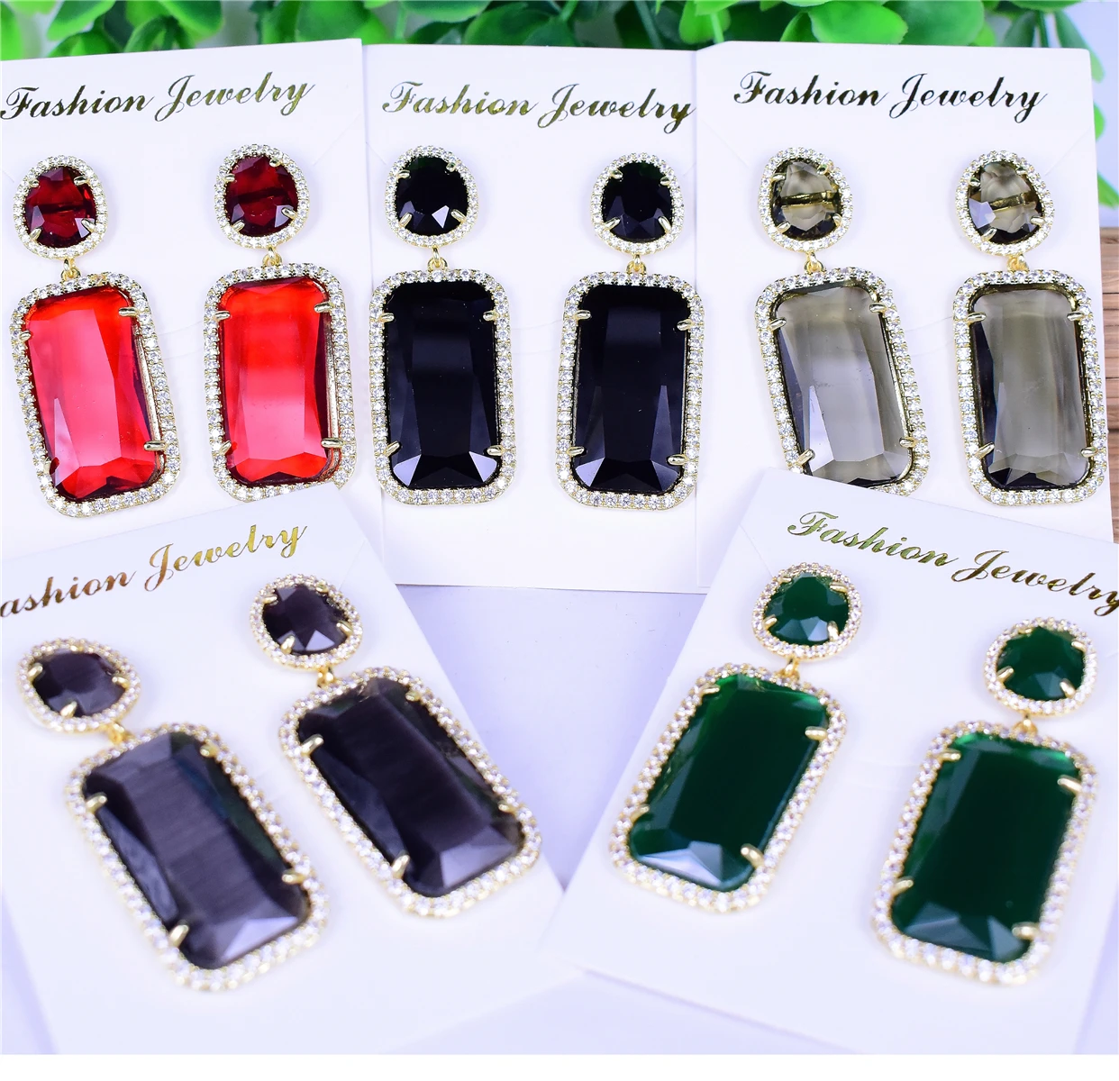 Новое поступление красочные кристаллы геометрические металлические серьги