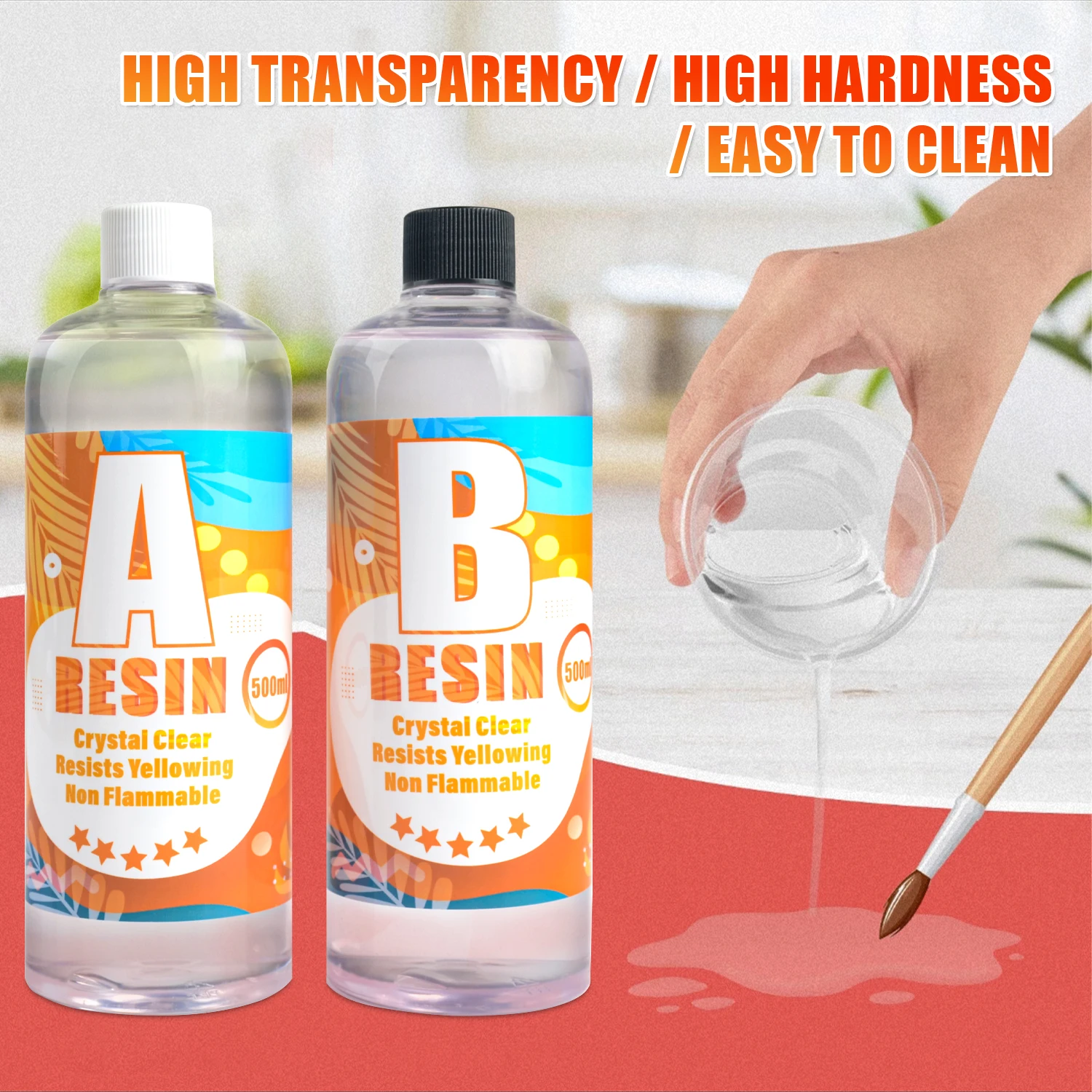 1:1 AB Epoxy Resin Crystal Glue High Adhesive Clear Casting and Coating Resin for Jewelry Making Keychain DIY Crafts Resin Art