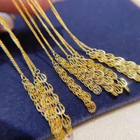 classic real 18k gold long tassel earrings line women jewelry 100 au750 yellow gold rose gold drop earrings birthday gift