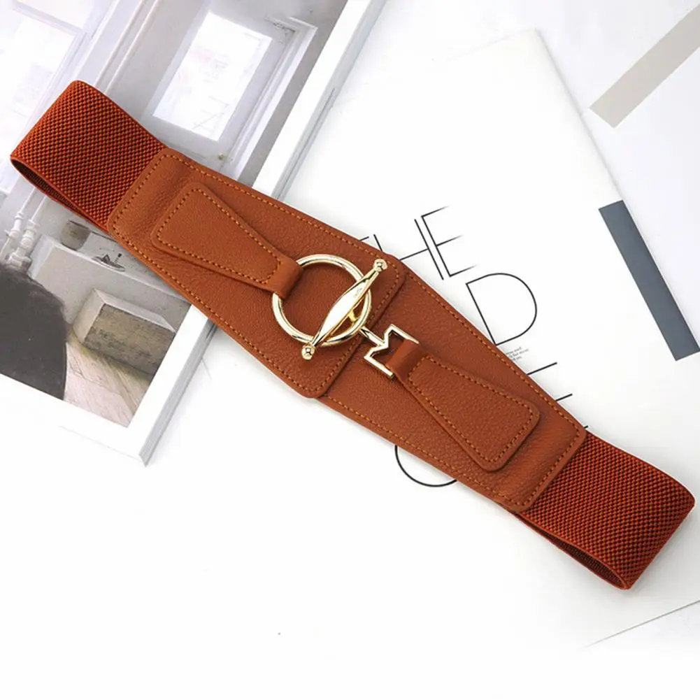 

Girls Waistband Solid Color Women Waist Belt Wide Exquisite Buckle Belt