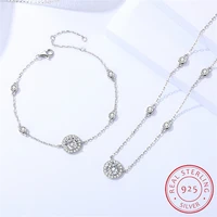 s925 sterling silver necklace bracelet set inlaid zircon bling clavicle chain light luxury necklace women jewelry wedding gift