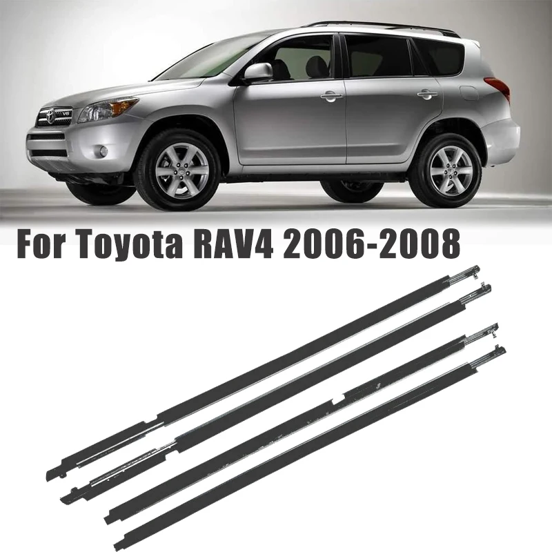 

4Pcs Car Outer Window Glass Seal Belt Trim Sealing Strips Rubber Weatherstrip for Toyota RAV4 2006-2008 / 2009-2012