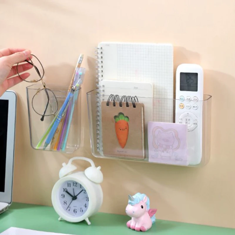 

Прозрачный настенный ящик для хранения, настенный прикроватный стеллаж без отверстий, домашний настенный подвесной косметический контейн...