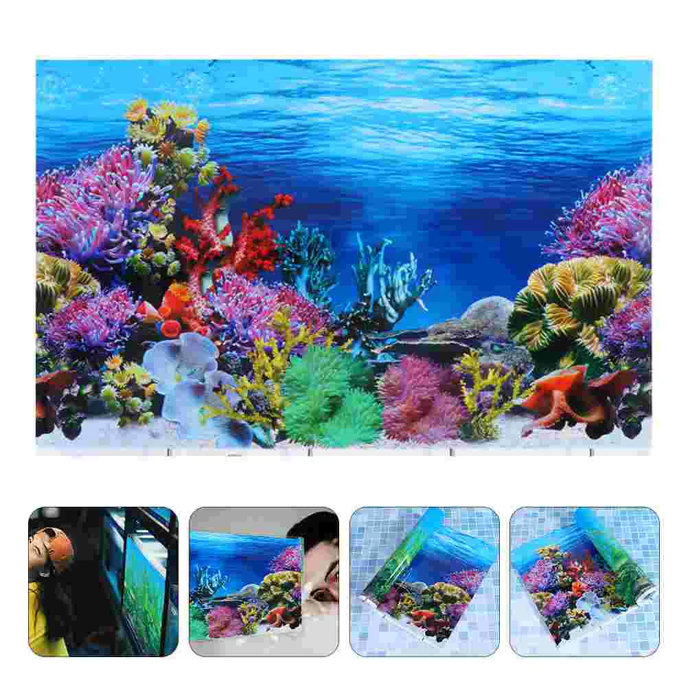 

The Underwater World 3d Stickers Aquarium Poster Fish Tank Mural Decorative Paper Thick Film Landscape Backdrop