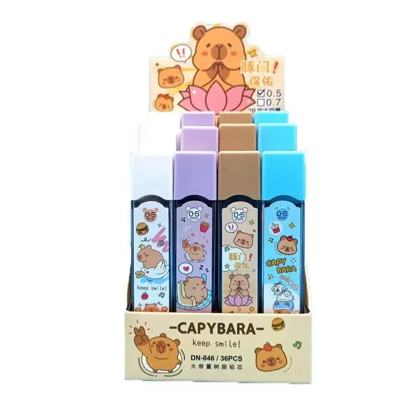 Фото 80 шт./коробка, стержни для механического карандаша Capybara 0,5 мм, милые мультяшные, для рисования, школьные канцелярские принадлежности №4