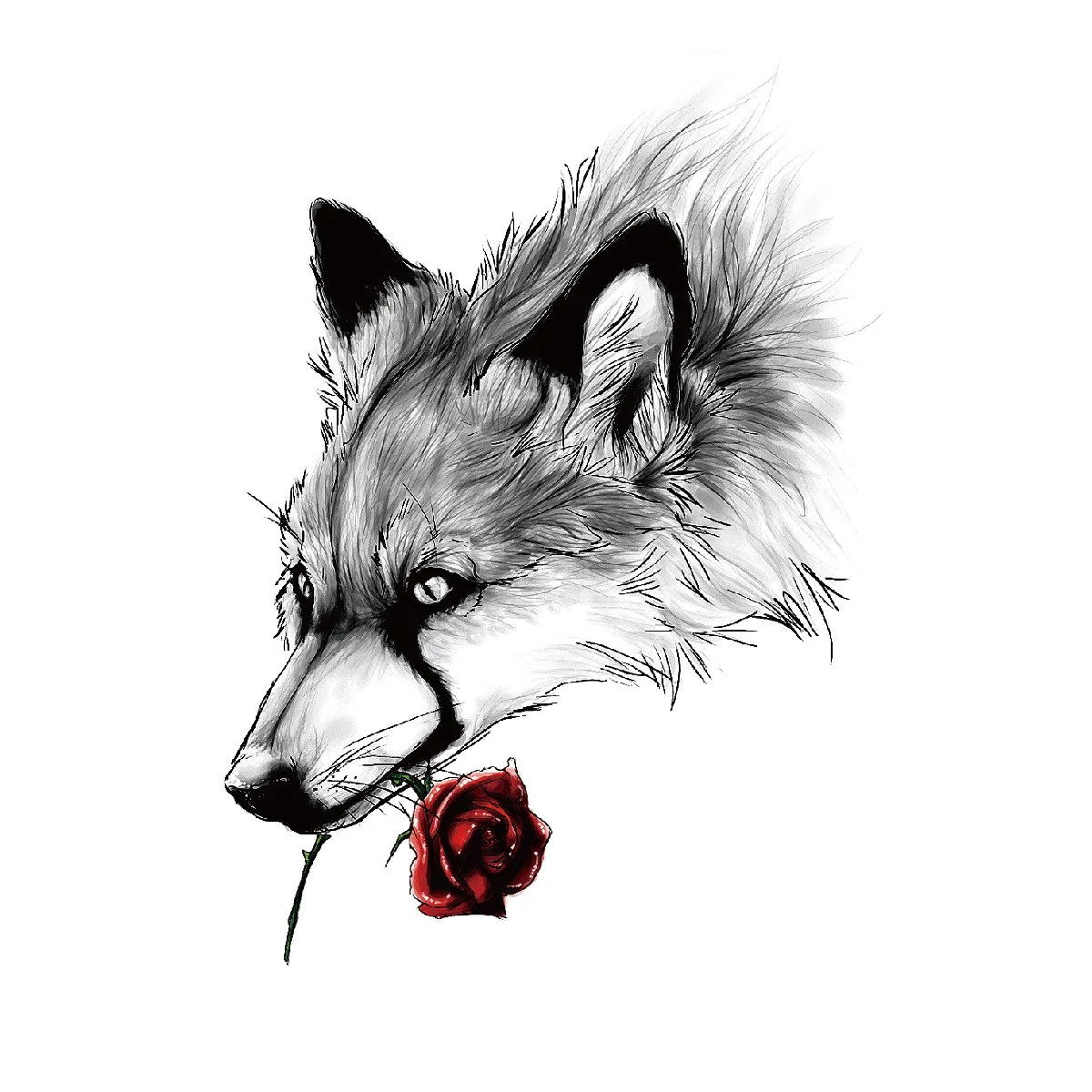 Водостойкая Временная тату-наклейка волк тигр Лев лес тату луна птица Череп