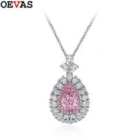 oevas 100 925 sterling silver 812mm water drop ice flower cut high carbon diamond necklace for women fine jewelry 403cm