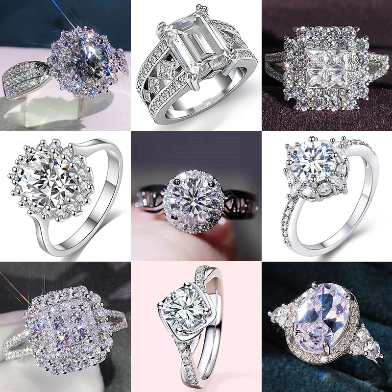 

Milan Girl Inlaid Zircon Diamond Ring New Fashion Temperament Wedding Ring European and American Style Attending Banquet Jewelry