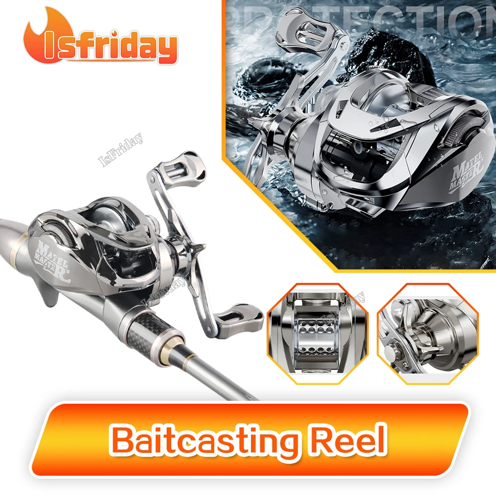 

Isfriday Metal Fishing Reel Lightweight 225g Ceramic Export 5+1 Steel BB 6.3:1 High Speed Bait Casting Reel Saltwater Lure