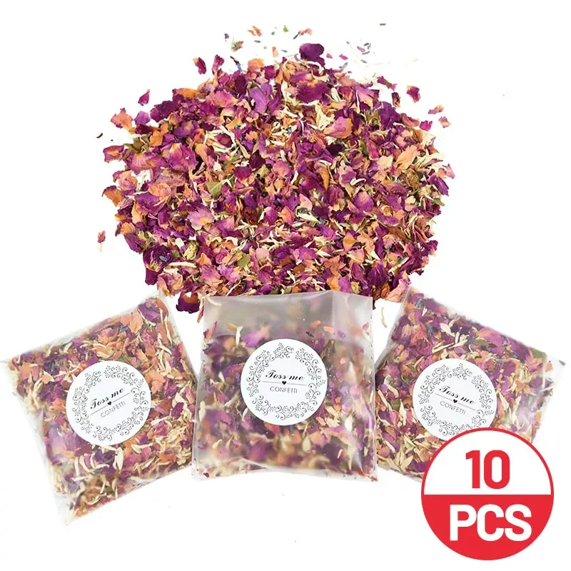 

NEW2023 10Packs Natural Wedding Confetti Dried Flower Rose Petals Pop Bridal Shower Birthday Party Decoration DIY Valentine'