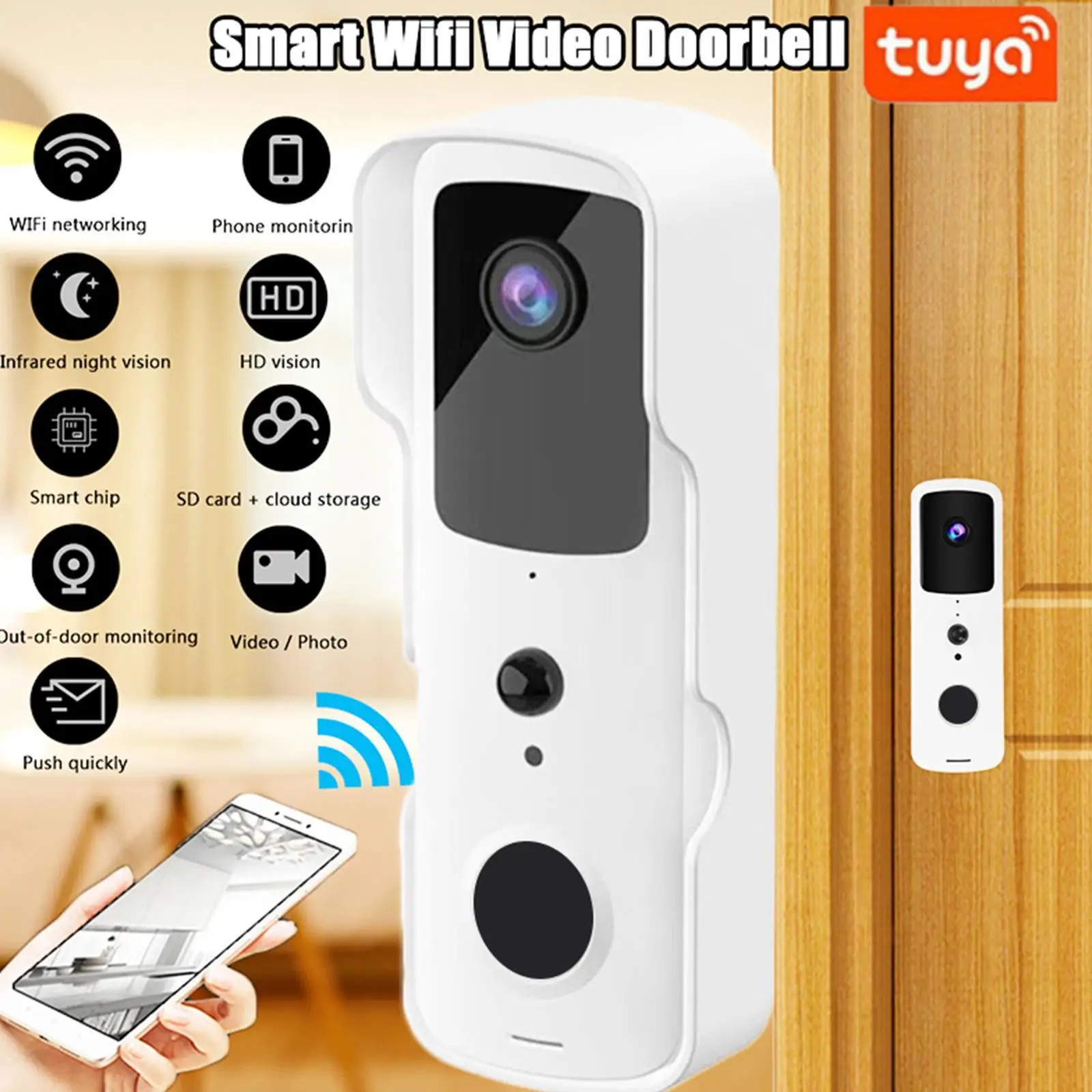 

Smart Home Video Doorbell Wifi Camera Wireless Doorbell Call Intercom Video-Eye For Door Bell Ring Phone Home Security HD Camera