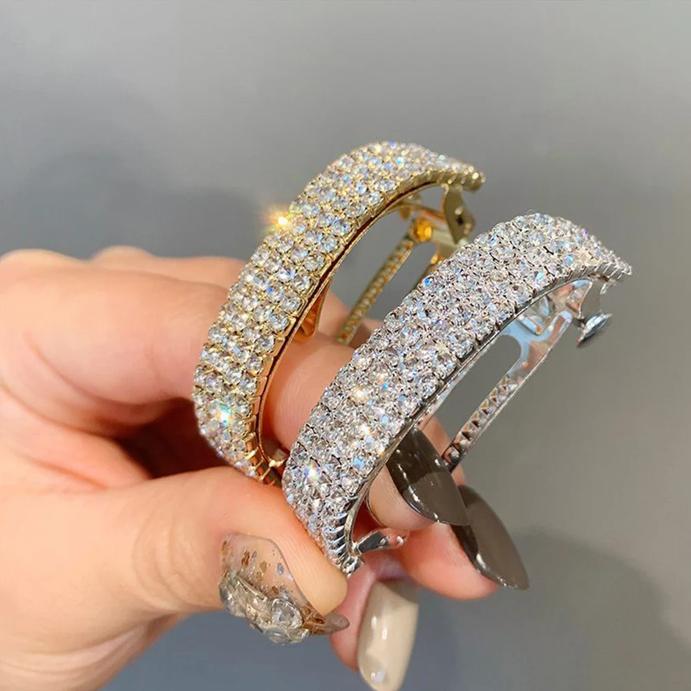 kryształowa sprężyna klip klamra ze skrzypu końskiego niski klips do kucyka metalowa spinka włosów strasami moda damska akcesoria pazurów