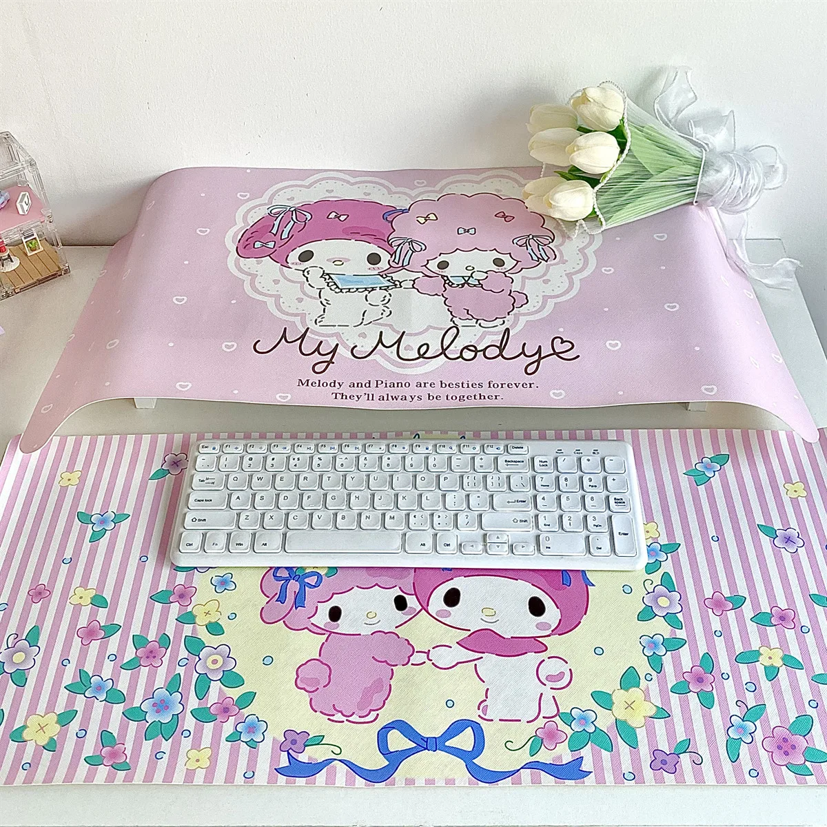 

Sanrio Cinnamoroll Melody Kuromi Большой Аниме Коврик для мыши Kawaii мультфильм для студентов Творческая настольная клавиатура декоративный коврик для девочек