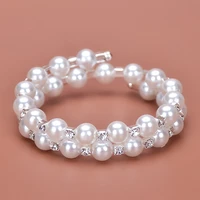 925 sterling silver personalized simple pearl rhinestone bracelet for women valentines gift wedding jewelry