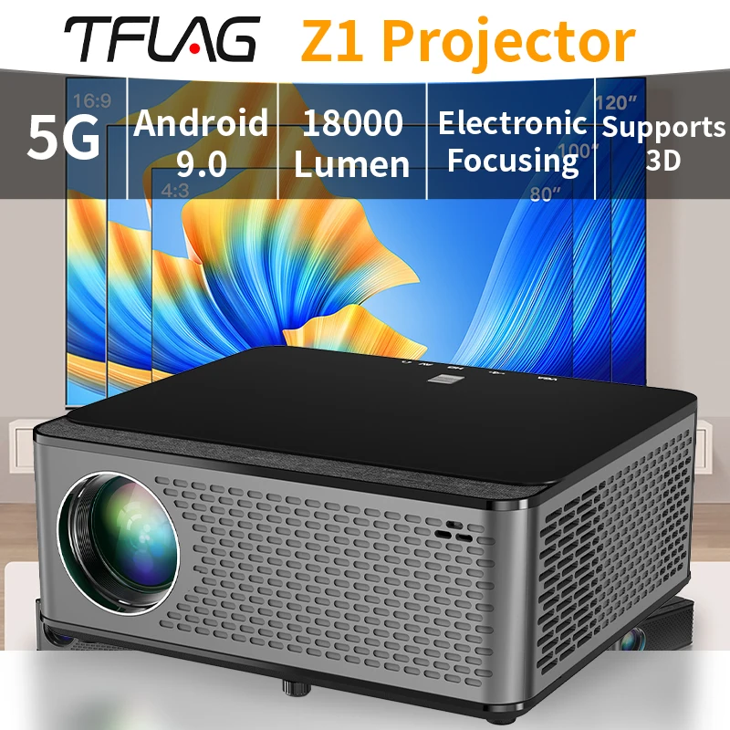 

TFlag Full HD1080P Projector Z1 LED 4K Video Movie Smart Android Projector 5G WIFI PK DLP Home Theater Cinema Beamer