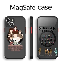 stranger things 4 lights phone case transparent magsafe magnetic magnet for iphone 13 12 11 pro max mini wireless charging
